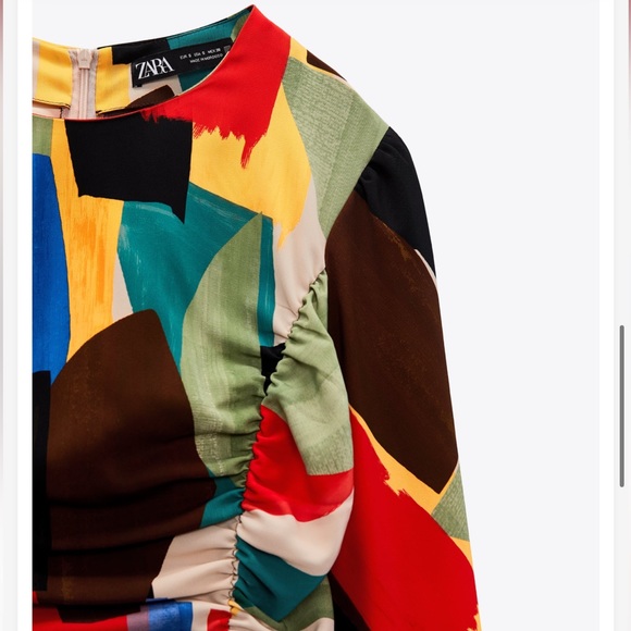 Zara Dresses Nwt Zara Printed Dress With Draping Size M Poshmark